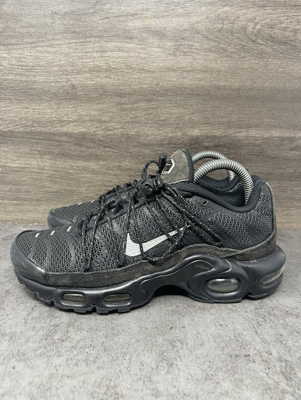Nike Air Max Plus Utility Size 5.5 Mens Black Silver TN Toggle FD0670-001 Shoes